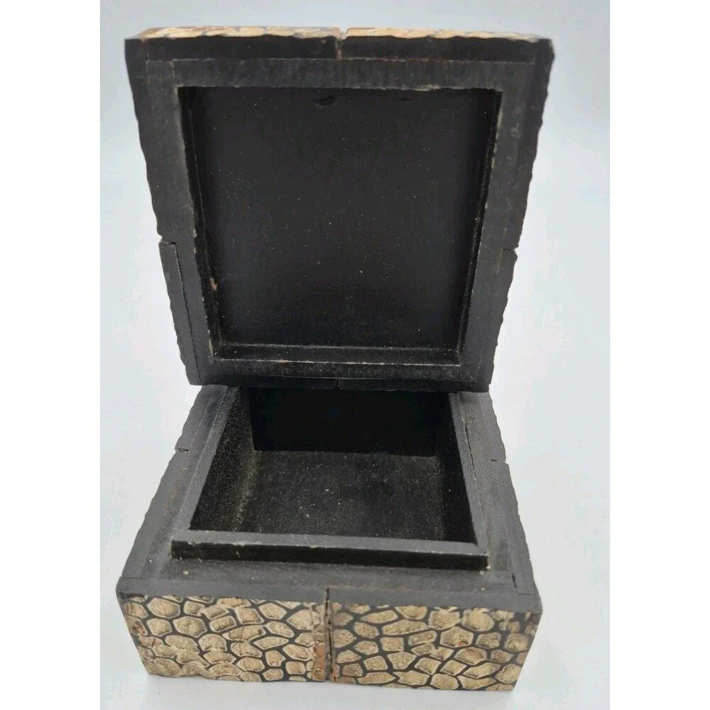 Handmade Indian Horn Inlay Jewelry Box Spotted Mosaic Trinket Keepsake India